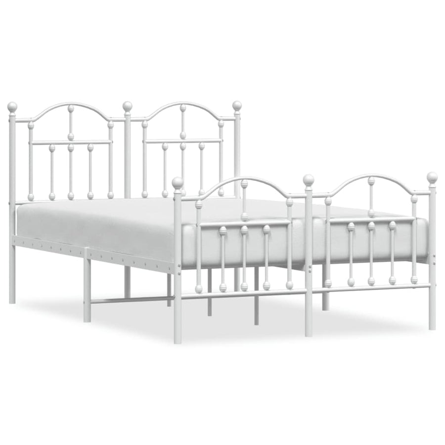Bedframe Met Hoofd- En Voeteneinde Metaal 120 x 200 cm Wit met hoofdbord & voetbord