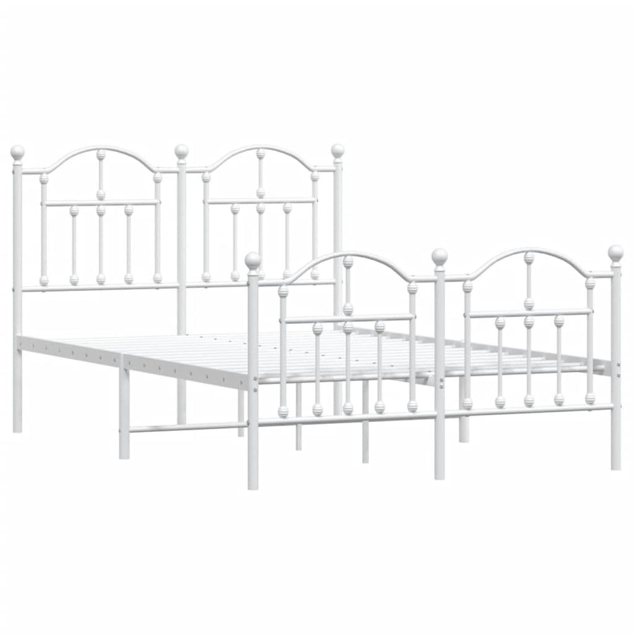 Bedframe Met Hoofd- En Voeteneinde Metaal 120 x 200 cm Wit met hoofdbord & voetbord