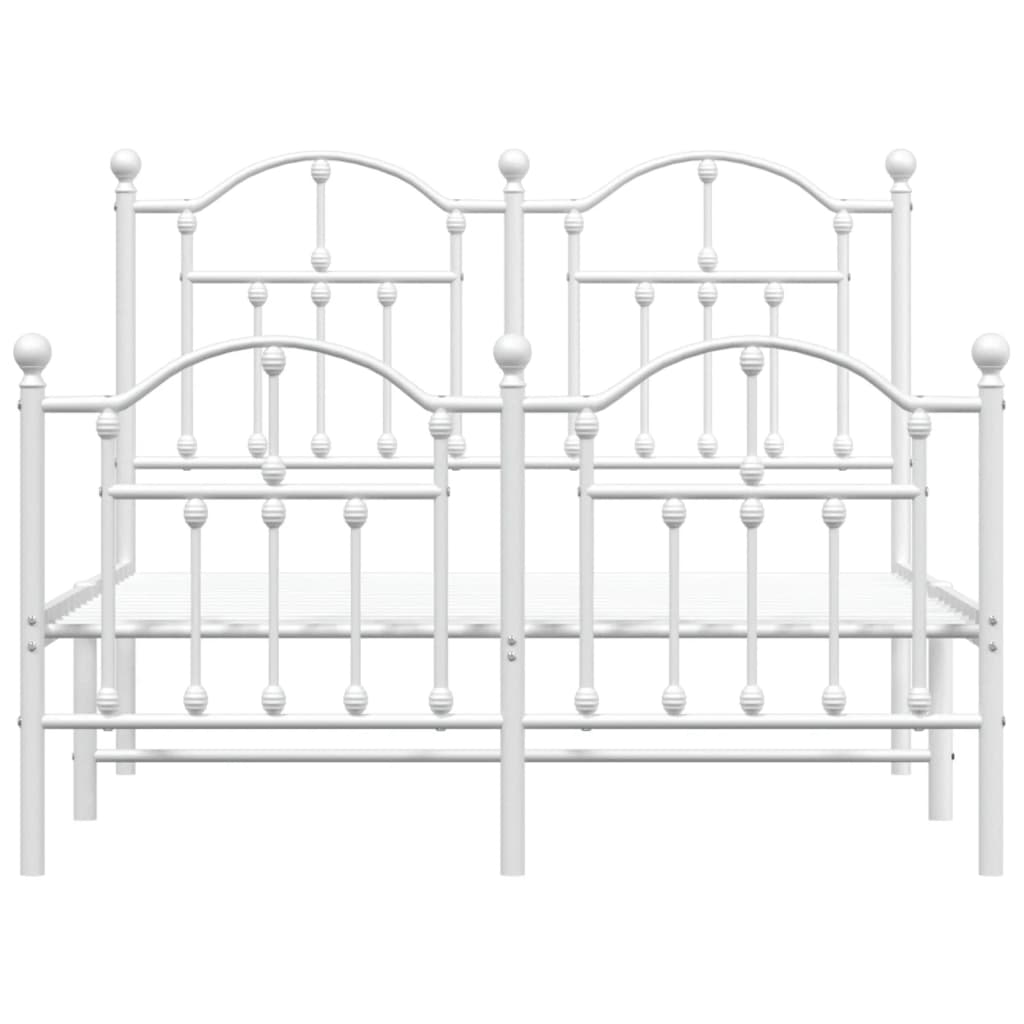 Bedframe Met Hoofd- En Voeteneinde Metaal 120 x 200 cm Wit met hoofdbord & voetbord