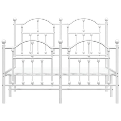 Bedframe Met Hoofd- En Voeteneinde Metaal 120 x 200 cm Wit met hoofdbord & voetbord