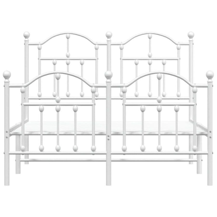 Bedframe Met Hoofd- En Voeteneinde Metaal 120 x 200 cm Wit met hoofdbord & voetbord