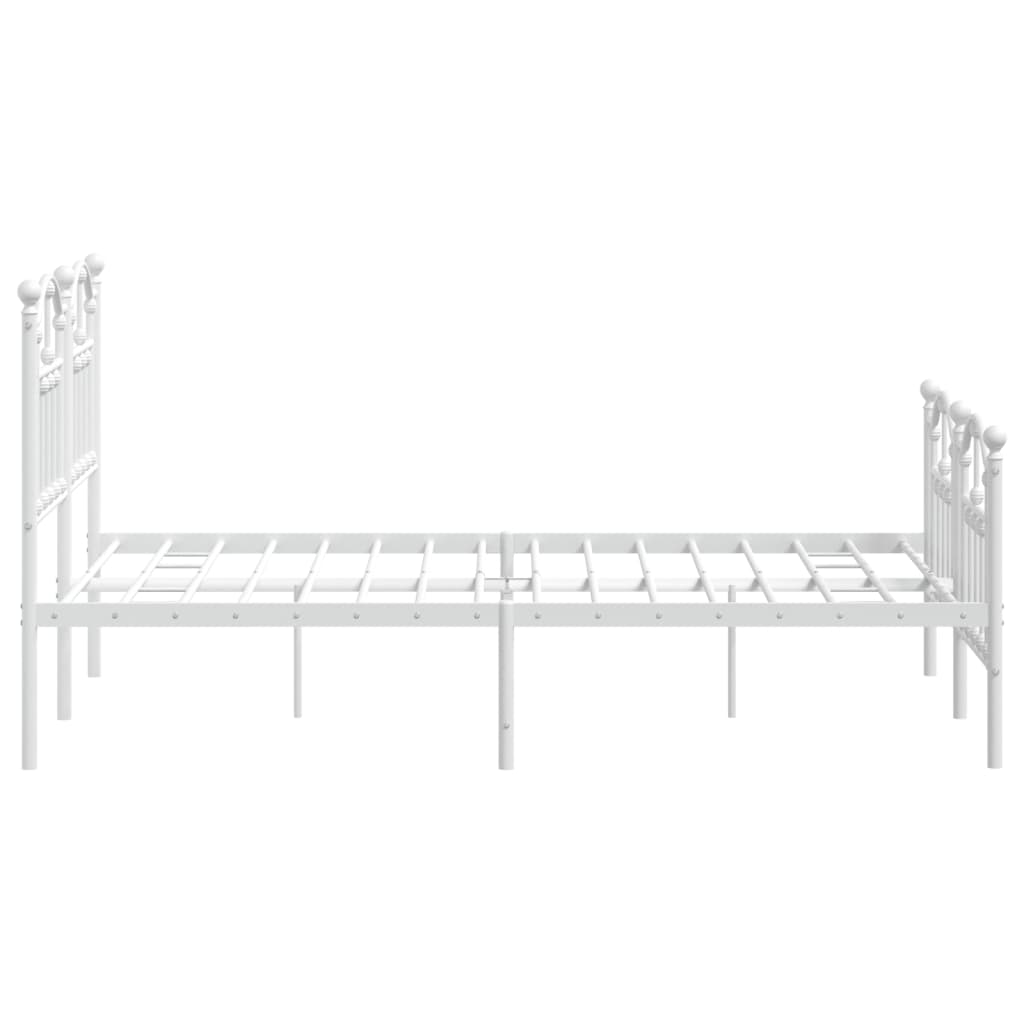 Bedframe Met Hoofd- En Voeteneinde Metaal 120 x 200 cm Wit met hoofdbord & voetbord