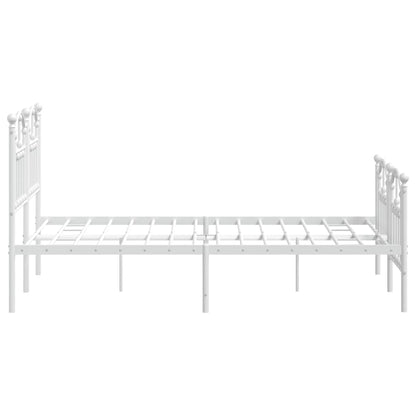 Bedframe Met Hoofd- En Voeteneinde Metaal 120 x 200 cm Wit met hoofdbord & voetbord