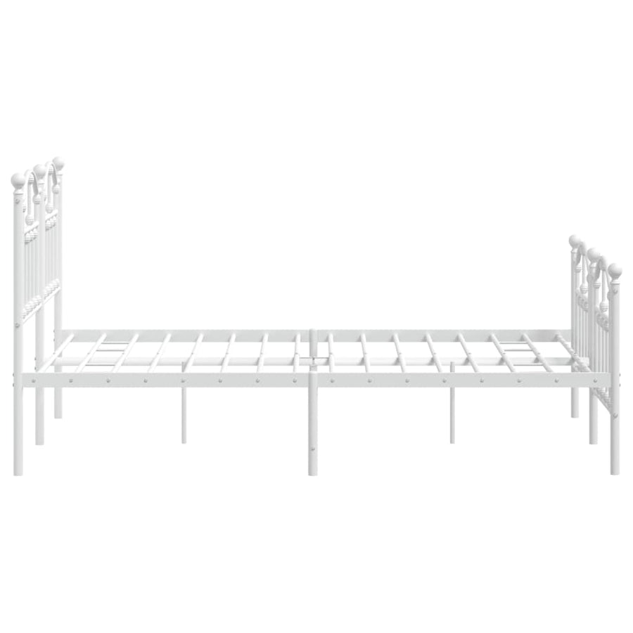 Bedframe Met Hoofd- En Voeteneinde Metaal 120 x 200 cm Wit met hoofdbord & voetbord