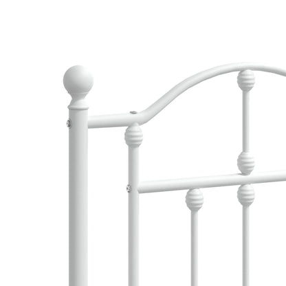 Bedframe Met Hoofd- En Voeteneinde Metaal 120 x 200 cm Wit met hoofdbord & voetbord