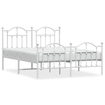 Bedframe Met Hoofd- En Voeteneinde Metaal 135 x 190 cm Wit met hoofdbord & voetbord