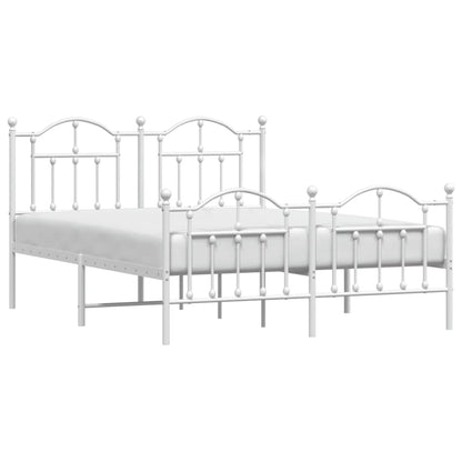 Bedframe Met Hoofd- En Voeteneinde Metaal 135 x 190 cm Wit met hoofdbord & voetbord