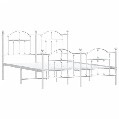 Bedframe Met Hoofd- En Voeteneinde Metaal 135 x 190 cm Wit met hoofdbord & voetbord