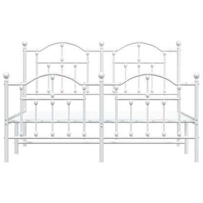 Bedframe Met Hoofd- En Voeteneinde Metaal 135 x 190 cm Wit met hoofdbord & voetbord