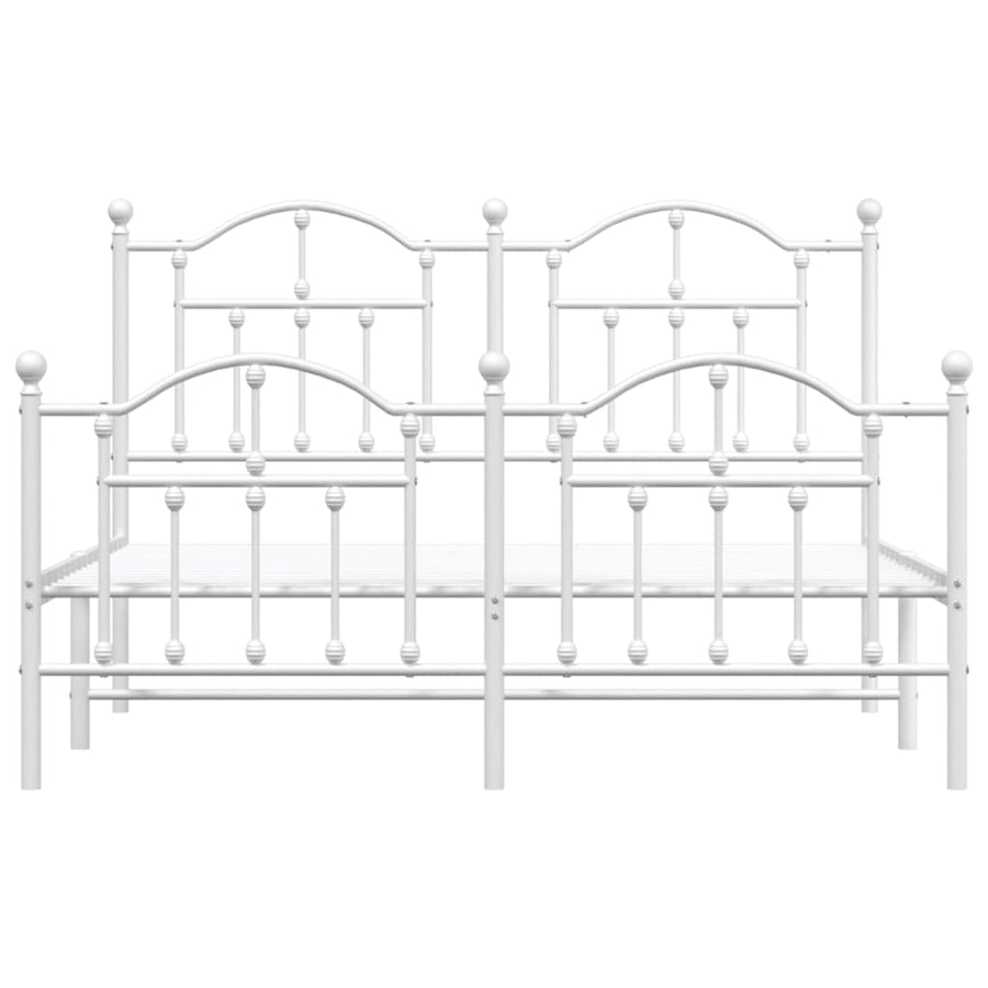 Bedframe Met Hoofd- En Voeteneinde Metaal 135 x 190 cm Wit met hoofdbord & voetbord