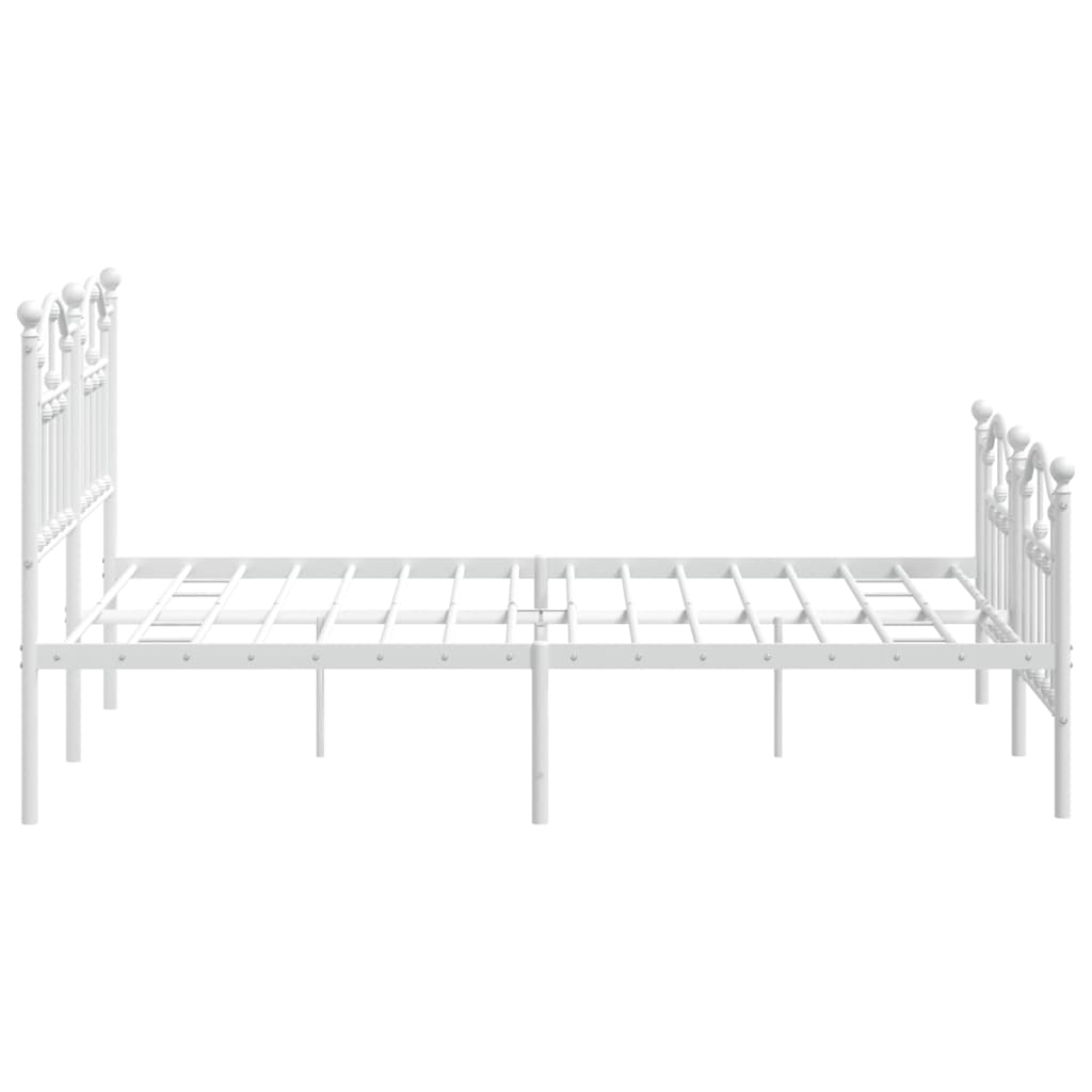 Bedframe Met Hoofd- En Voeteneinde Metaal 135 x 190 cm Wit met hoofdbord & voetbord