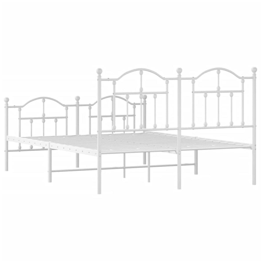 Bedframe Met Hoofd- En Voeteneinde Metaal 135 x 190 cm Wit met hoofdbord & voetbord