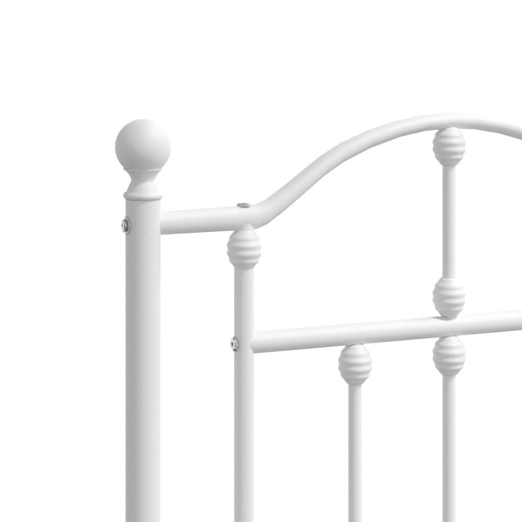 Bedframe Met Hoofd- En Voeteneinde Metaal 135 x 190 cm Wit met hoofdbord & voetbord