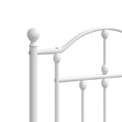 Bedframe Met Hoofd- En Voeteneinde Metaal 135 x 190 cm Wit met hoofdbord & voetbord