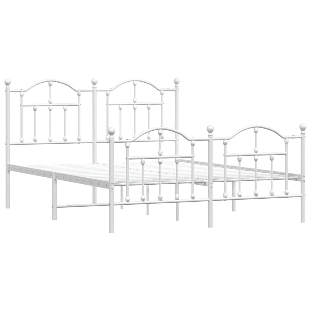 Bedframe Met Hoofd- En Voeteneinde Metaal 140 x 190 cm Wit met hoofdbord & voetbord