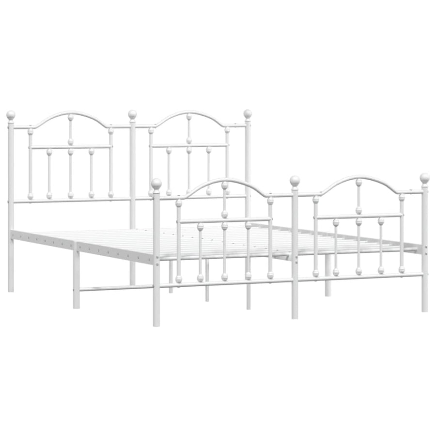 Bedframe Met Hoofd- En Voeteneinde Metaal 140 x 190 cm Wit met hoofdbord & voetbord