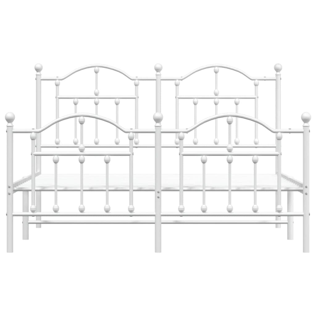 Bedframe Met Hoofd- En Voeteneinde Metaal 140 x 190 cm Wit met hoofdbord & voetbord