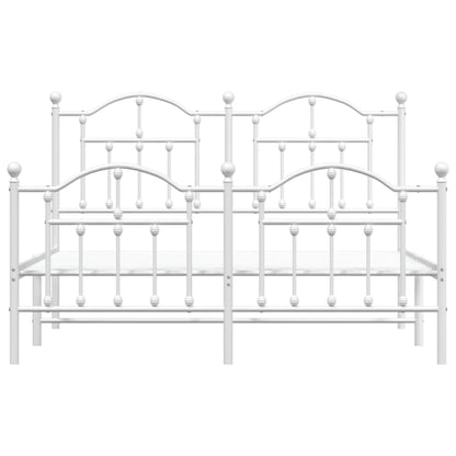 Bedframe Met Hoofd- En Voeteneinde Metaal 140 x 190 cm Wit met hoofdbord & voetbord