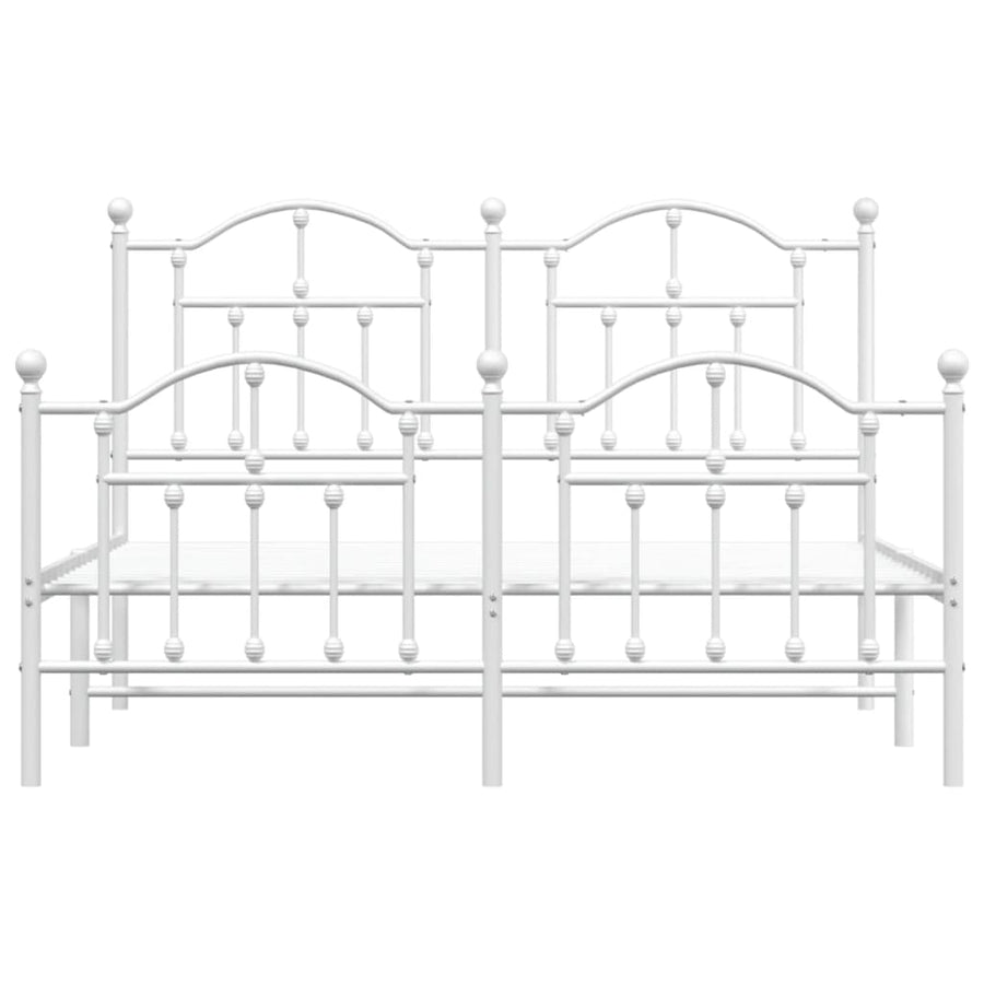 Bedframe Met Hoofd- En Voeteneinde Metaal 140 x 190 cm Wit met hoofdbord & voetbord