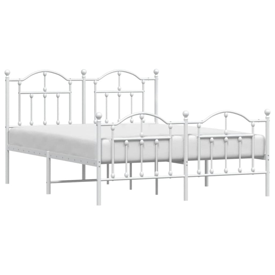 Bedframe Met Hoofd- En Voeteneinde Metaal 140 x 200 cm Wit met hoofdbord & voetbord