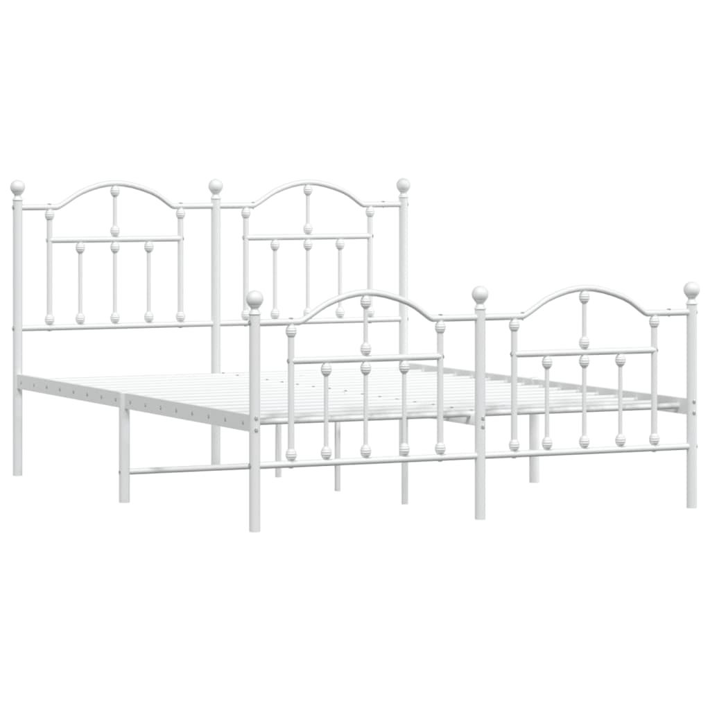 Bedframe Met Hoofd- En Voeteneinde Metaal 140 x 200 cm Wit met hoofdbord & voetbord
