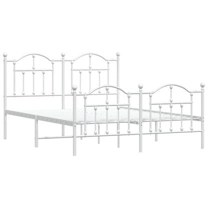 Bedframe Met Hoofd- En Voeteneinde Metaal 140 x 200 cm Wit met hoofdbord & voetbord