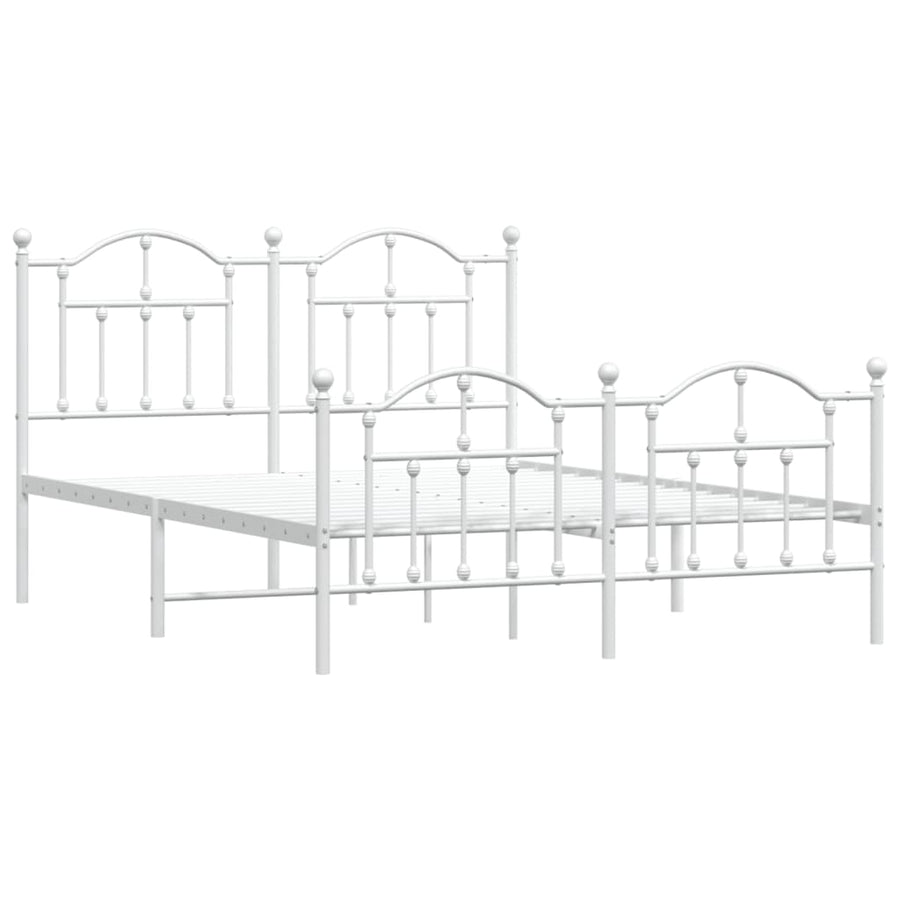 Bedframe Met Hoofd- En Voeteneinde Metaal 140 x 200 cm Wit met hoofdbord & voetbord