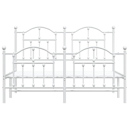 Bedframe Met Hoofd- En Voeteneinde Metaal 140 x 200 cm Wit met hoofdbord & voetbord