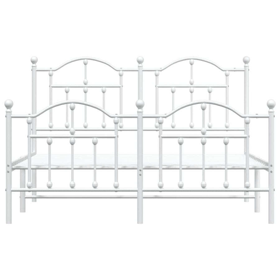 Bedframe Met Hoofd- En Voeteneinde Metaal 140 x 200 cm Wit met hoofdbord & voetbord