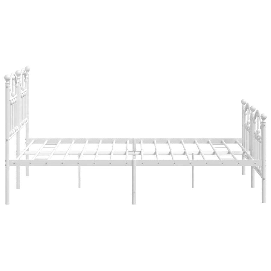 Bedframe Met Hoofd- En Voeteneinde Metaal 140 x 200 cm Wit met hoofdbord & voetbord