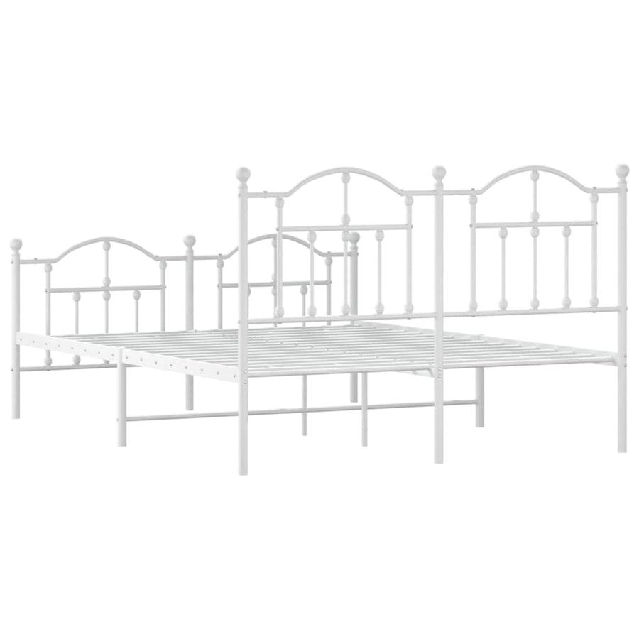 Bedframe Met Hoofd- En Voeteneinde Metaal 140 x 200 cm Wit met hoofdbord & voetbord