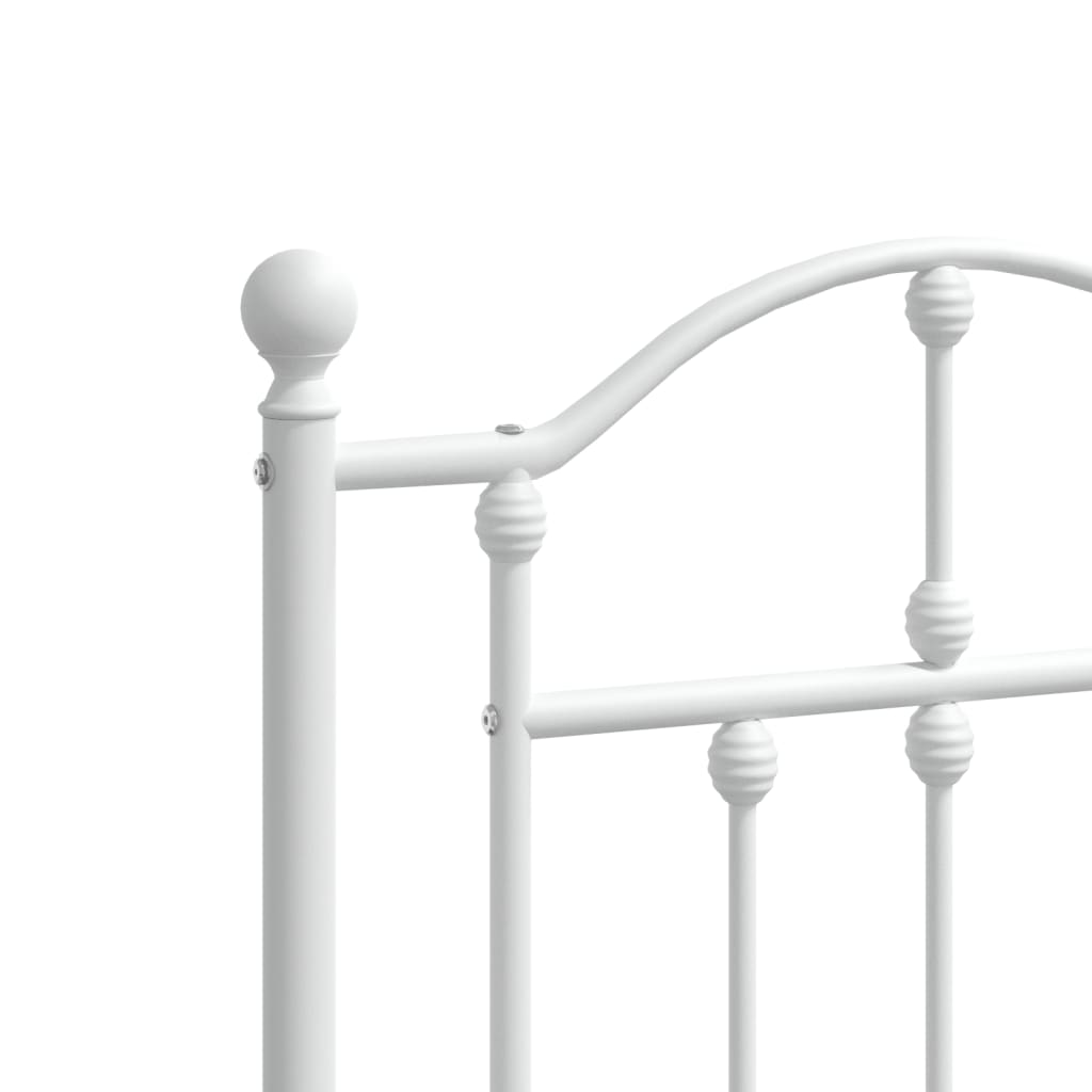 Bedframe Met Hoofd- En Voeteneinde Metaal 140 x 200 cm Wit met hoofdbord & voetbord