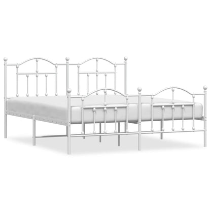 Bedframe Met Hoofd- En Voeteneinde Metaal 183 x 213 cm Wit met hoofdbord & voetbord
