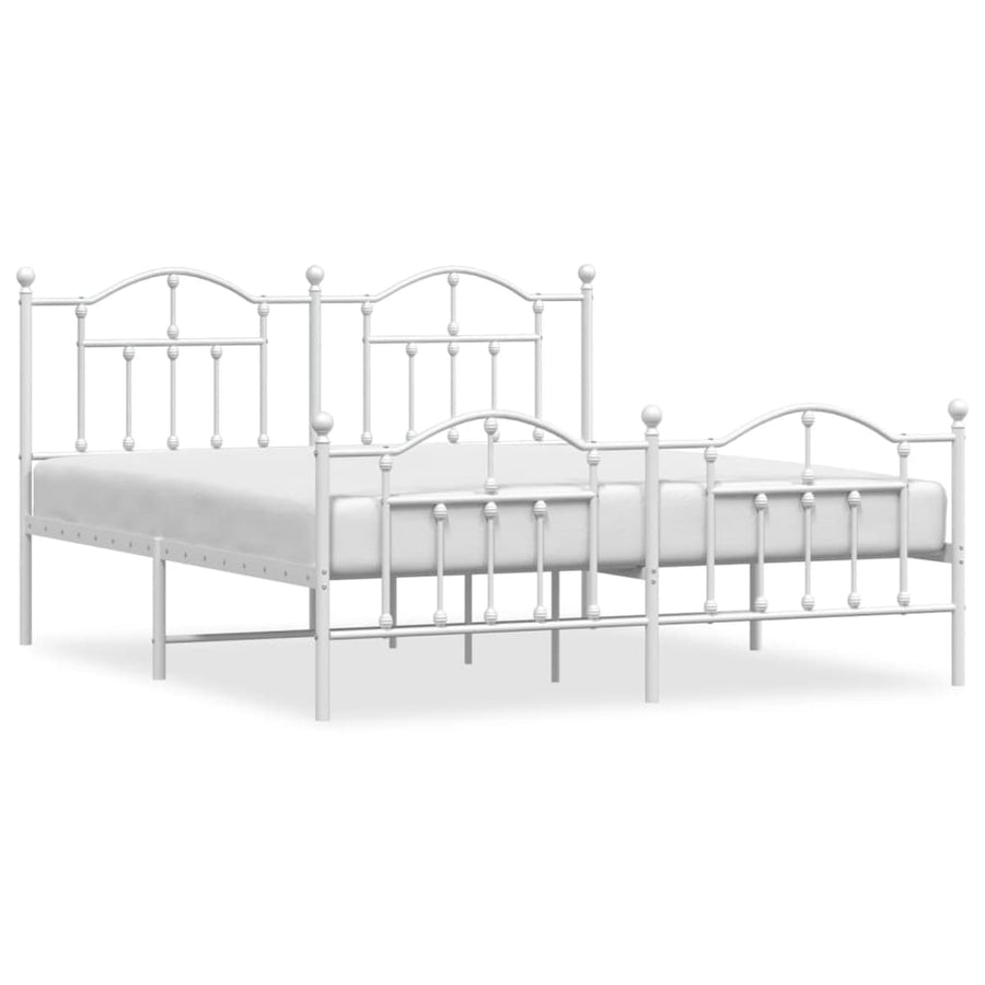 Bedframe Met Hoofd- En Voeteneinde Metaal 183 x 213 cm Wit met hoofdbord & voetbord