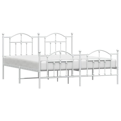 Bedframe Met Hoofd- En Voeteneinde Metaal 183 x 213 cm Wit met hoofdbord & voetbord