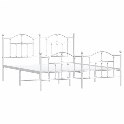 Bedframe Met Hoofd- En Voeteneinde Metaal 183 x 213 cm Wit met hoofdbord & voetbord