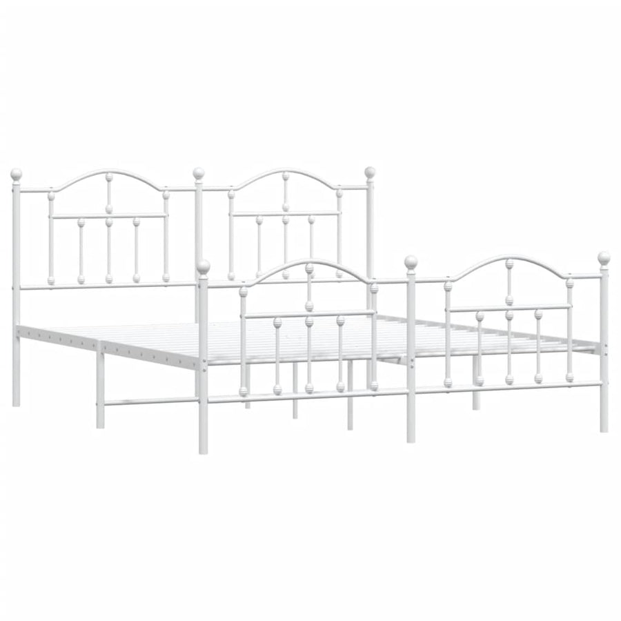 Bedframe Met Hoofd- En Voeteneinde Metaal 183 x 213 cm Wit met hoofdbord & voetbord