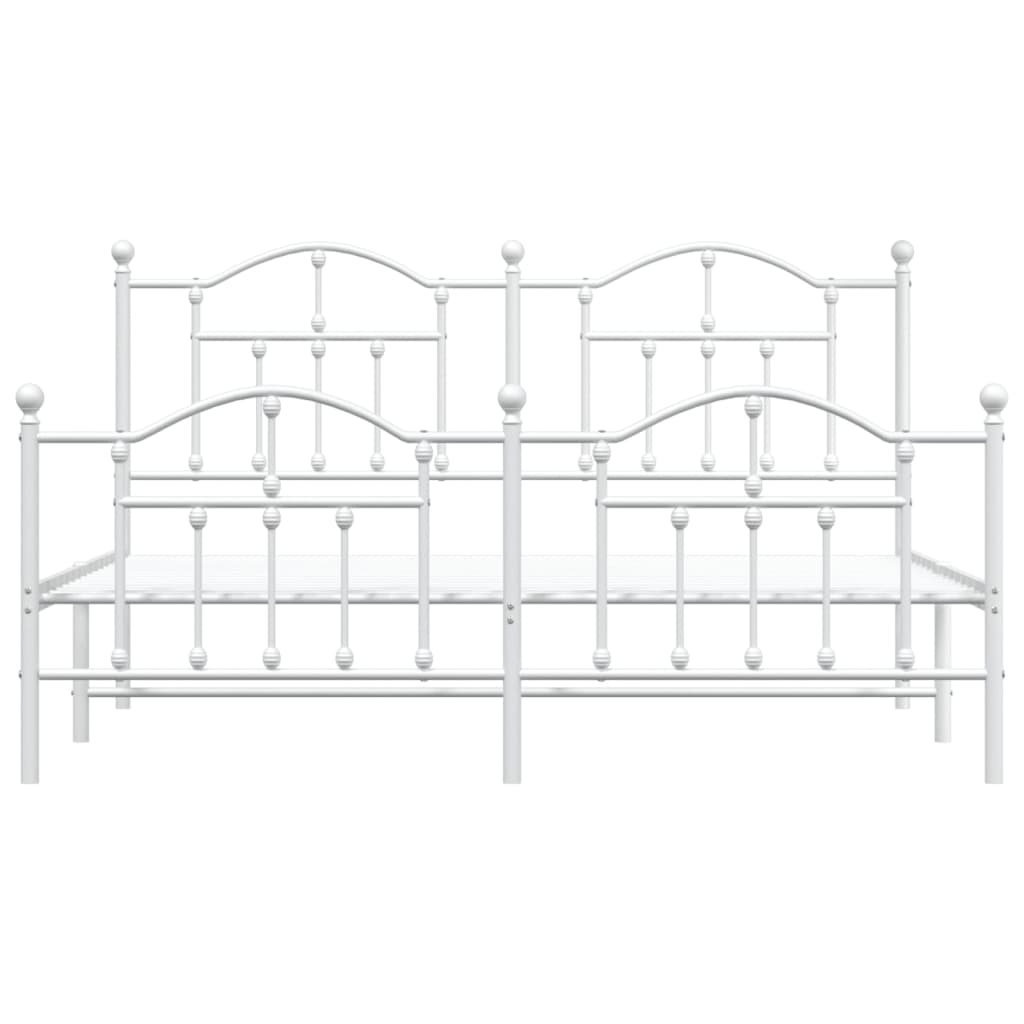 Bedframe Met Hoofd- En Voeteneinde Metaal 183 x 213 cm Wit met hoofdbord & voetbord