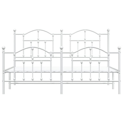 Bedframe Met Hoofd- En Voeteneinde Metaal 183 x 213 cm Wit met hoofdbord & voetbord