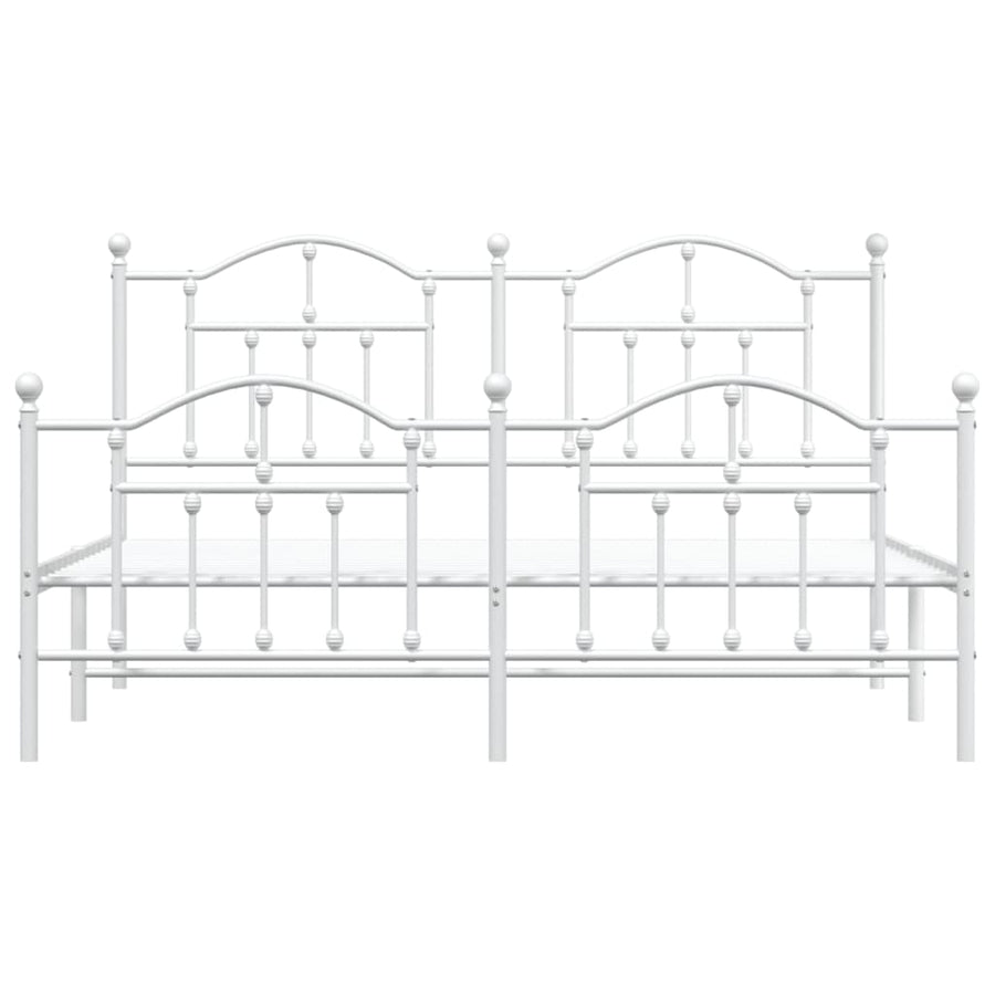 Bedframe Met Hoofd- En Voeteneinde Metaal 183 x 213 cm Wit met hoofdbord & voetbord