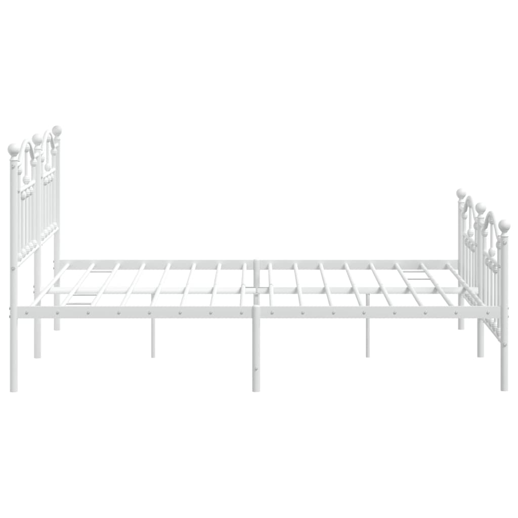 Bedframe Met Hoofd- En Voeteneinde Metaal 183 x 213 cm Wit met hoofdbord & voetbord