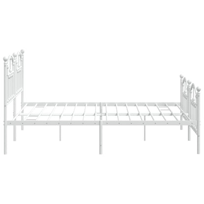 Bedframe Met Hoofd- En Voeteneinde Metaal 183 x 213 cm Wit met hoofdbord & voetbord