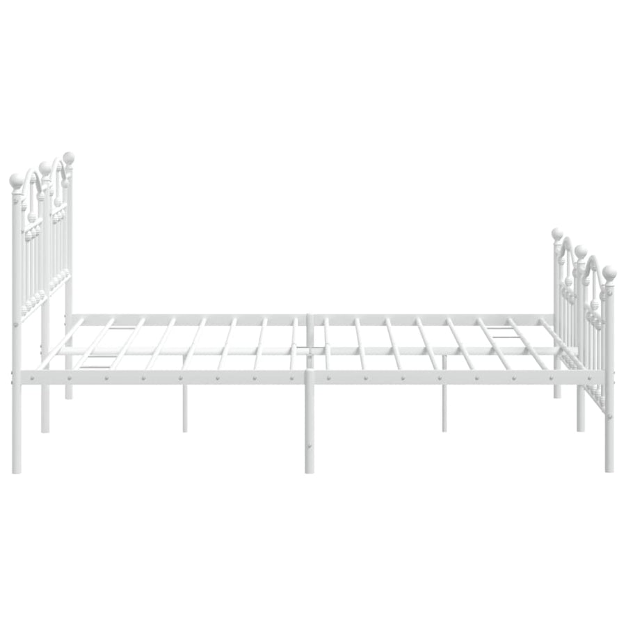 Bedframe Met Hoofd- En Voeteneinde Metaal 183 x 213 cm Wit met hoofdbord & voetbord