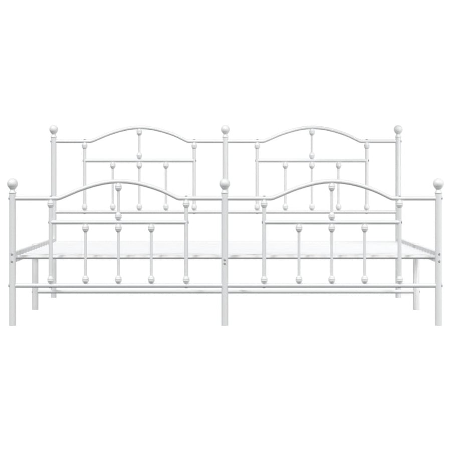 Bedframe Met Hoofd- En Voeteneinde Metaal 193 x 203 cm Wit met hoofdbord & voetbord