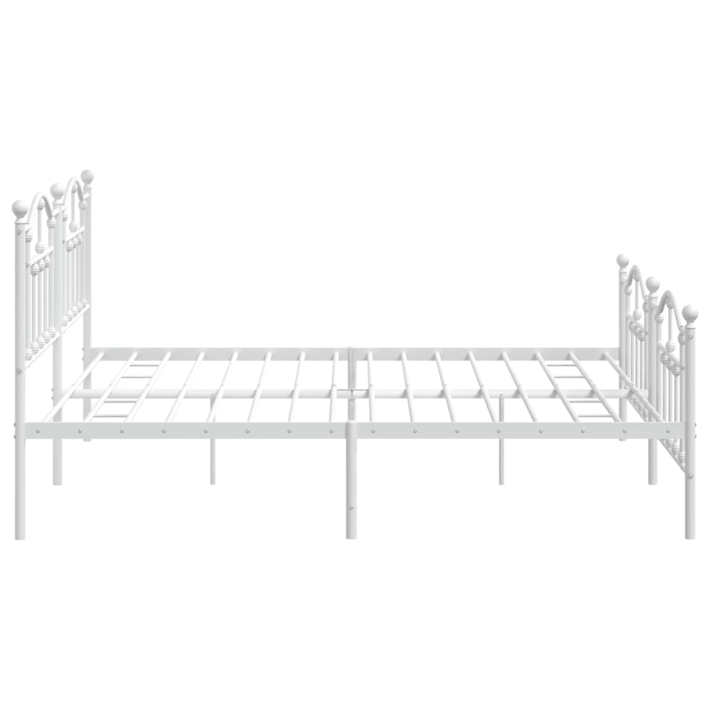 Bedframe Met Hoofd- En Voeteneinde Metaal 193 x 203 cm Wit met hoofdbord & voetbord