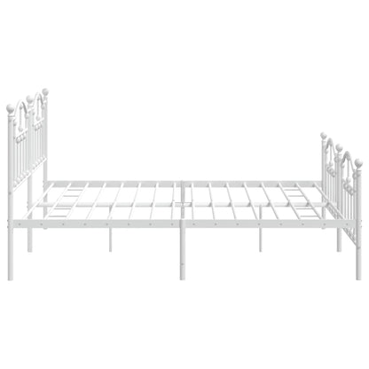 Bedframe Met Hoofd- En Voeteneinde Metaal 193 x 203 cm Wit met hoofdbord & voetbord