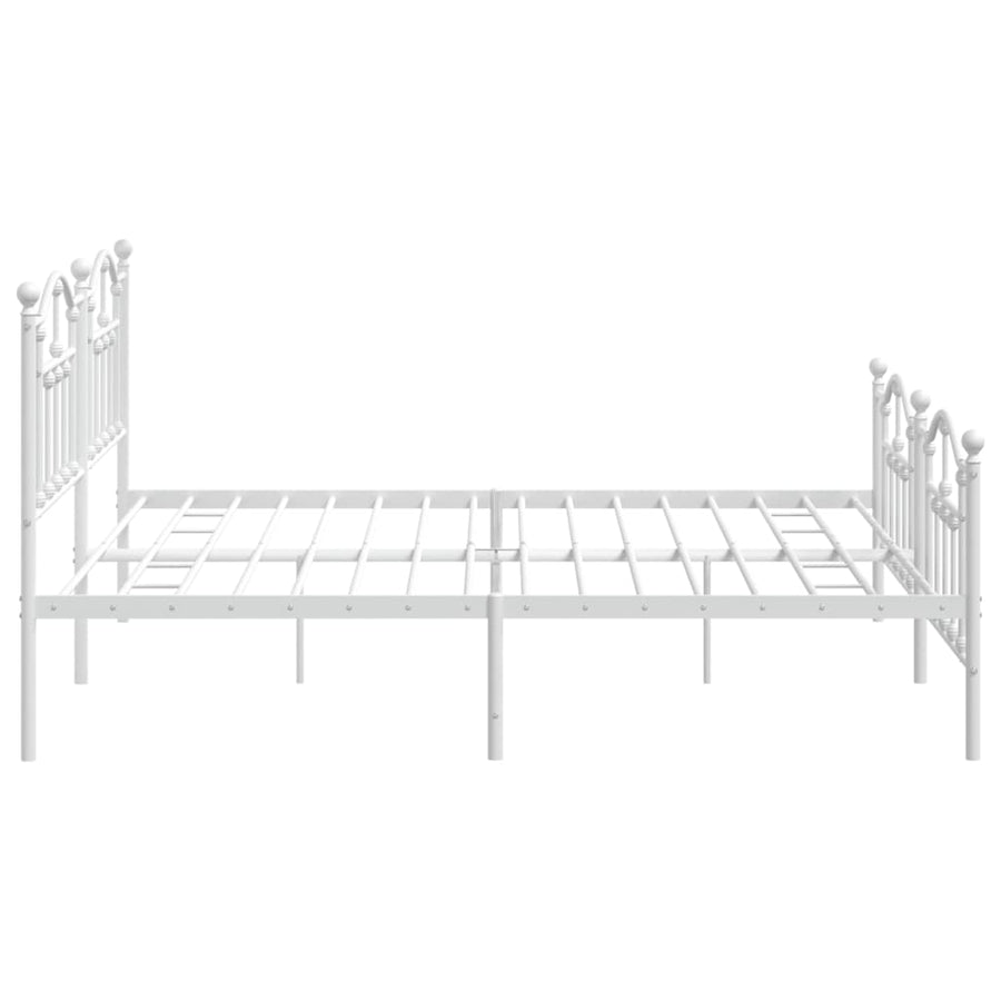 Bedframe Met Hoofd- En Voeteneinde Metaal 193 x 203 cm Wit met hoofdbord & voetbord