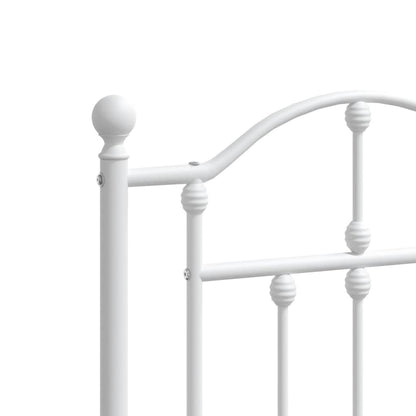 Bedframe Met Hoofd- En Voeteneinde Metaal 193 x 203 cm Wit met hoofdbord & voetbord