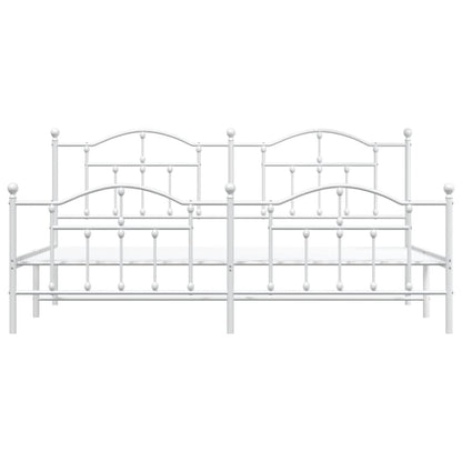 Bedframe Met Hoofd- En Voeteneinde Metaal 200 x 200 cm Wit met hoofdbord & voetbord