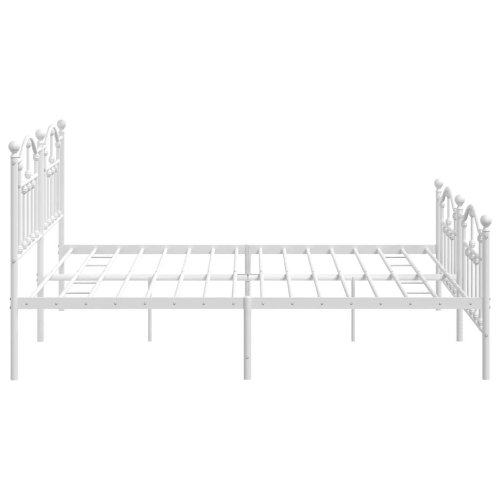 Bedframe Met Hoofd- En Voeteneinde Metaal 200 x 200 cm Wit met hoofdbord & voetbord